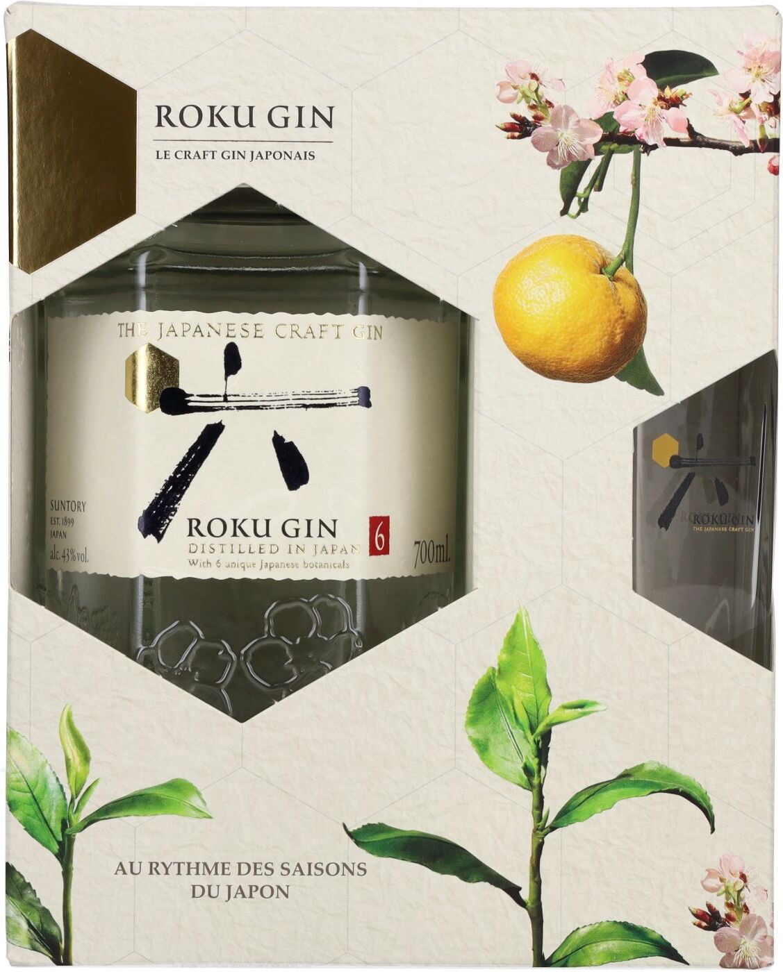 Roku Gin The Japanese Craft Gin 43% Vol. 0,7l in Geschenkbox mit Glas