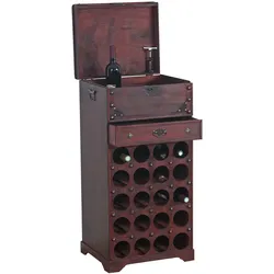 Weinregal Rhone Flaschenregal Regal Holzregal Kolonialstil, für 20 Flaschen, mit Schublade