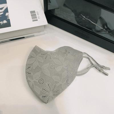Daily Discovery Elegant Sun Protection Face Mask Lace UV Face Cover For Summer Breathable Outdoor Wear light Gray