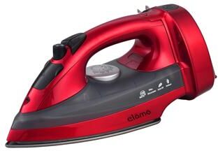 Elama Dry/Steam Cloths Iron in Red with Non-Stick Soleplate and Automatic Shut-Off & Cord Winder