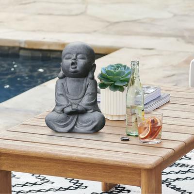 LuxenHome Meditating Buddha Monk Garden Statue
