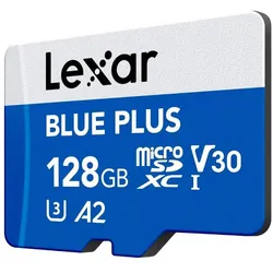 Lexar Blue Plus MicroSD Card 128GB (128 GB, microSDXC, U3, UHS-I), Speicherkarte, Blau