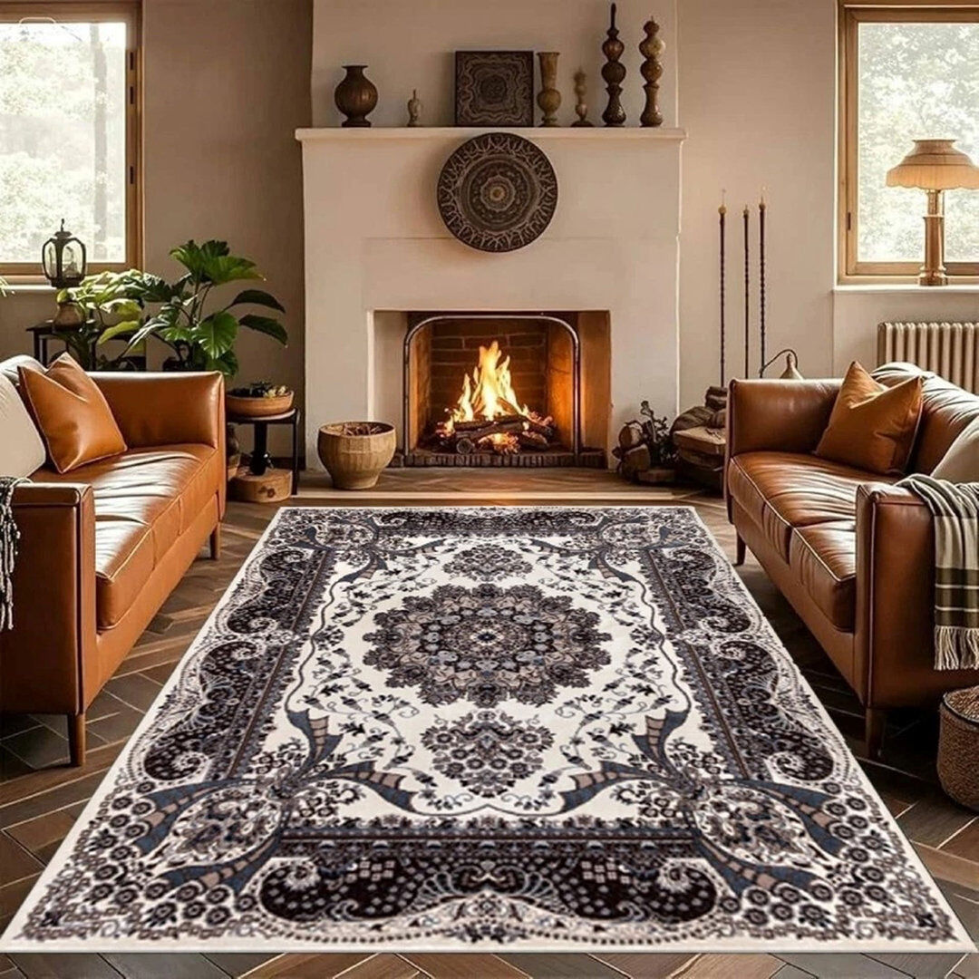 Metro Geometric Indoor / Outdoor Area Rug Cream Rectangle 120 x 170 cm