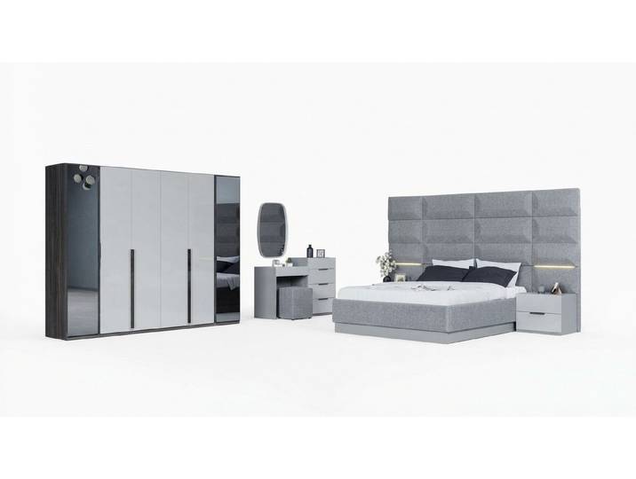 Xlmoebel Komplettschlafzimmer Luxuriöse Holz Möbel: Bett, Nachttisch, Kleiderschrank, Kommode, (Komplettschlafzimmer, 5-tlg., Komplettschlafzimmer), Made in Europa