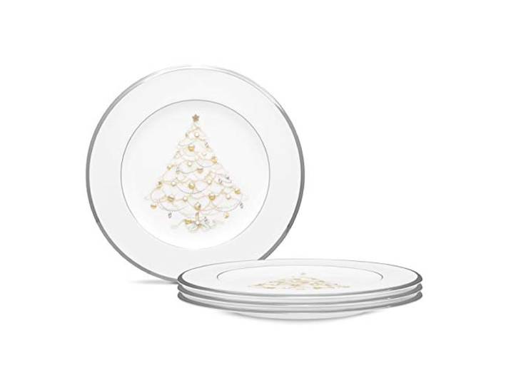 Noritake Palace Christmas Platinum Holiday Accent Teller, Weiß, 5,1 cm, 4 Stück