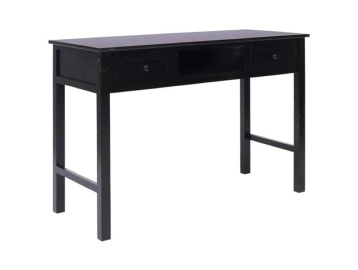 Schreibtisch Schwarz 110x45x76 cm Holz Vintage-Charme,Paulownia-Pappelholz,2 Schubladen,offenes Fach,Konsolentisch,Computertisch,Beistelltisch,Heimbüro