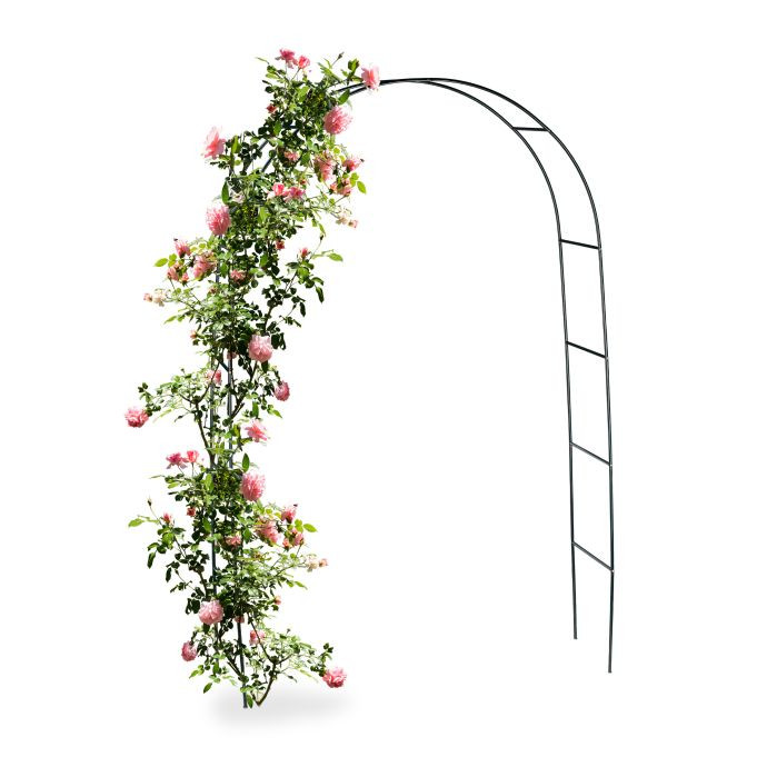 Relaxdays Rozenboog van metaal, Groen, Hoogte: 240 cm