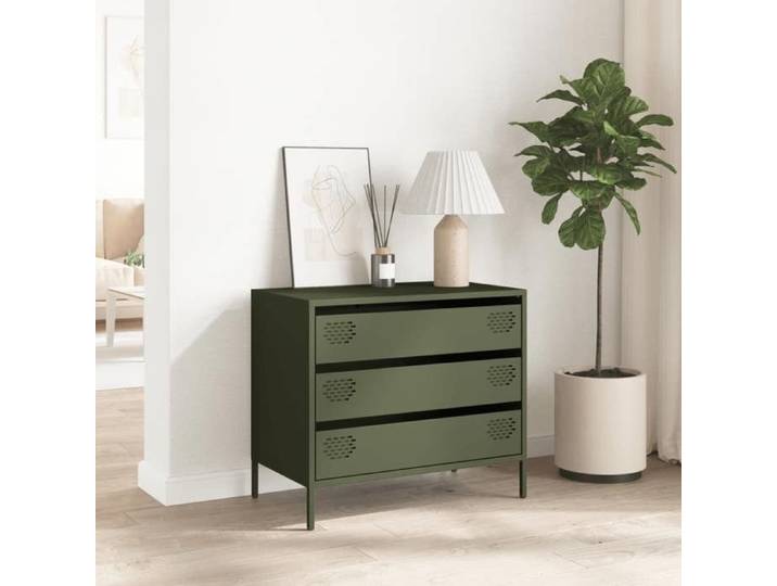Buffet - - Commode - Acier - Vert - 3 tiroirs - 68x39x58 5 cm @98795