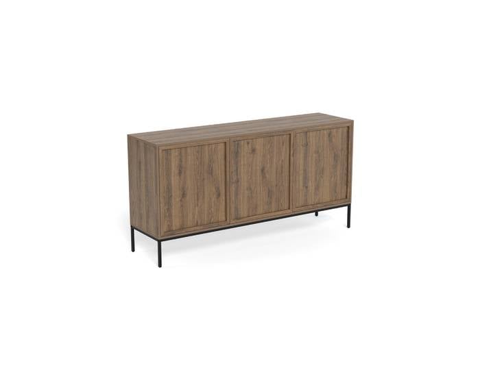 Mid.you Anrichte Palmdale, Braun, Schwarz, Metall, 3 Fächer, 158x80x40 cm, Esszimmer, Anrichten
