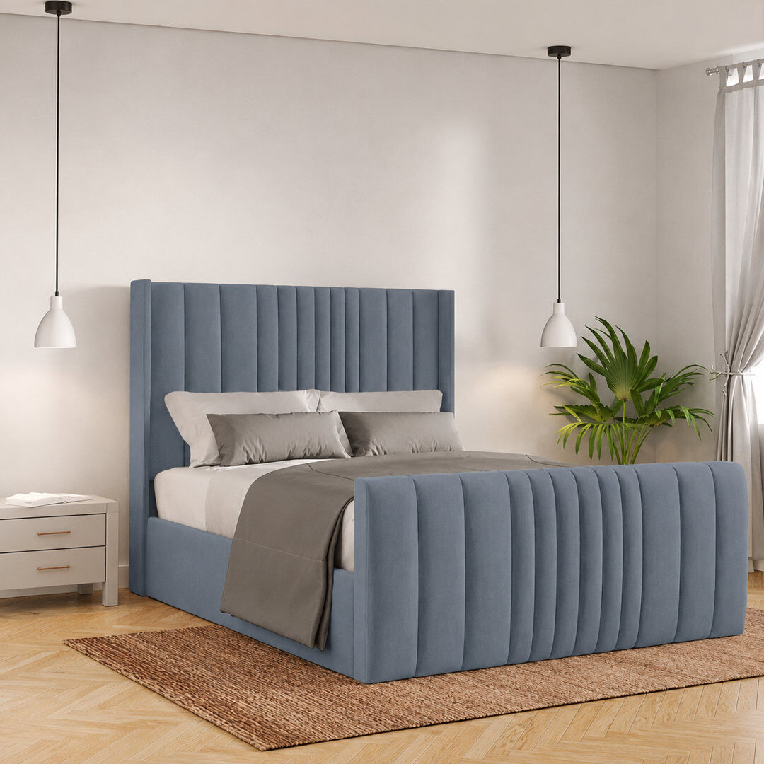 Canora Grey Bastin Upholstered Ottoman Storage Bed Charcoal Kingsize (5')