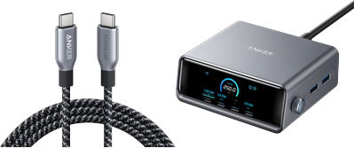 Anker Prime Charger (250W, 6 Ports, GaNPrime) with USB-C to USB-C Cable (240W)