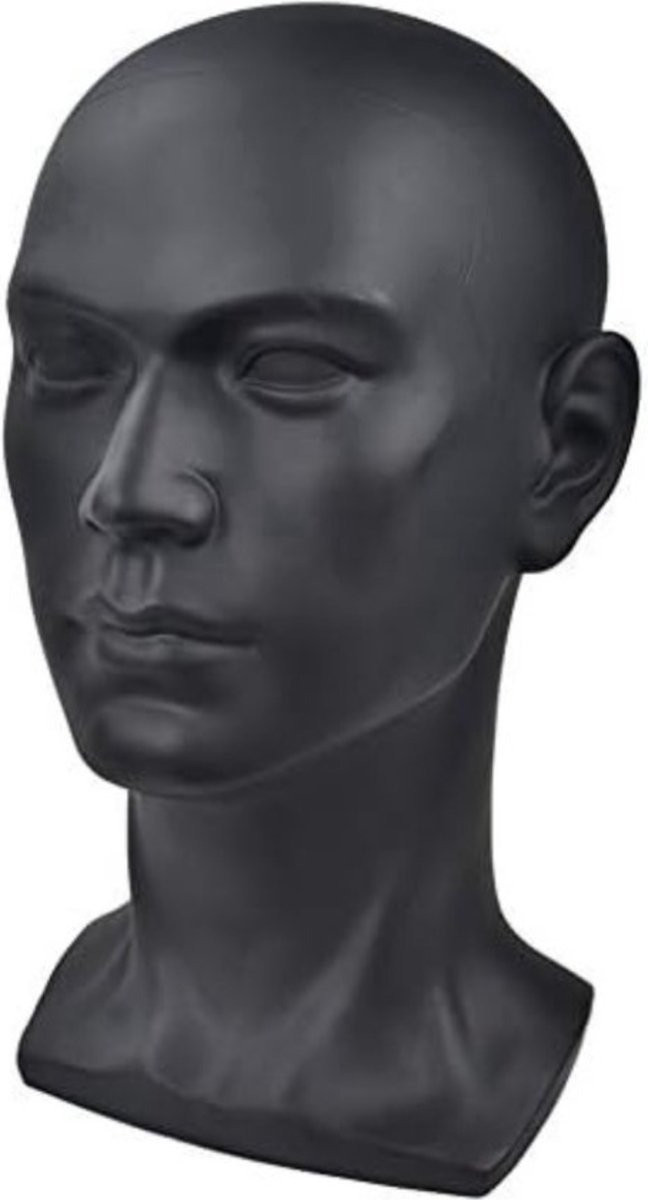 QPFO Mannequin Hoofd – Zwart Piepschuim Hoofd voor Presentatie en Styling