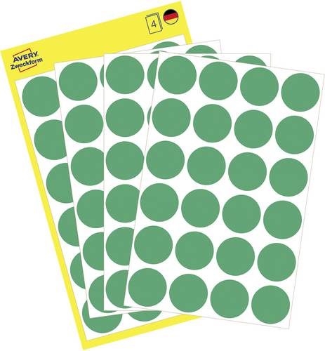 Avery-Zweckform 3006 Markierungspunkte Etiketten Ø 18mm Grün 96 St. Permanent haftend Papier