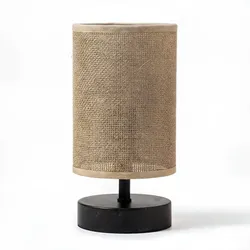 ledscom.de Tischlampe SORA aus Hanf-Naturfasergewebe + Kaffeebohnen, 1,5 m Textilkabel mit Schalter, 1x E27 max. 60W