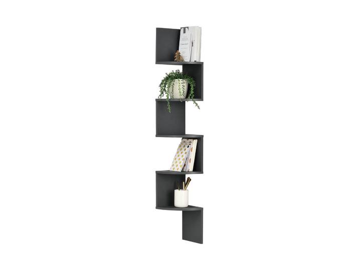 [en.casa] Wandregal Greiz, Dunkelgrau, Holzwerkstoff, 123x19.5x19.5 cm, Wohnzimmer, Regal, Wandregal