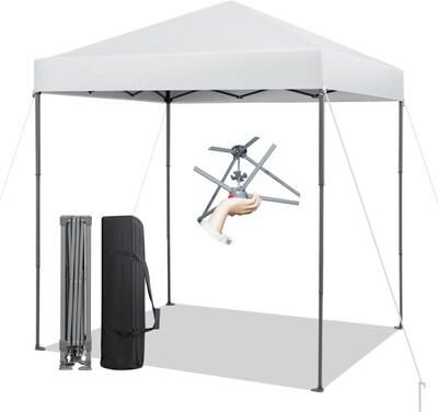 Costway 6.6 x 6.6 Feet Outdoor Pop-up Canopy Tent with UPF 50+ Sun Protection-White