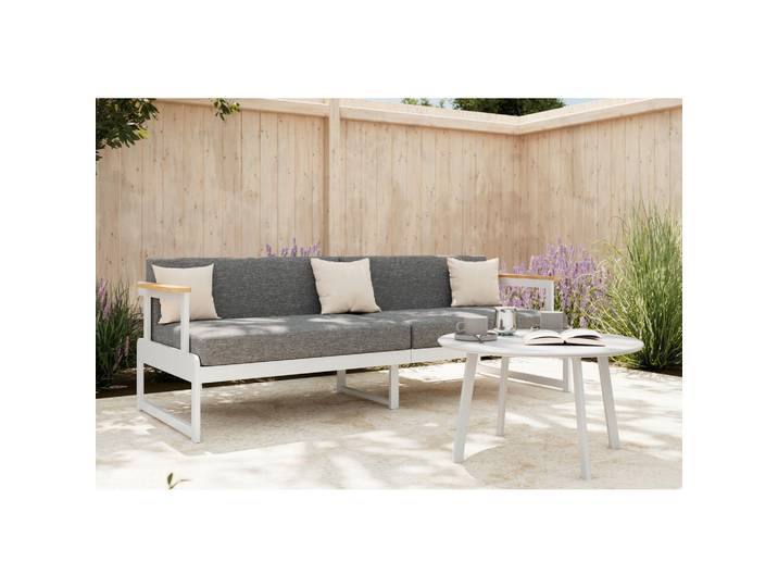 Ambia Garden Loungesofa, Weiß, Akazie, Hartholz, 2-Sitzer, Füllung: Baumwollfüllung, Vlies, Komfortschaum,Baumwollfüllung, Vlies, Komfortschaum, 192x57x74 cm, UV-beständig, Loungemöbel, Outdoorsofas