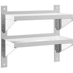 vidaXL Wandregal mit 2 Böden 50x23,5x48 cm Silbern Edelstahl