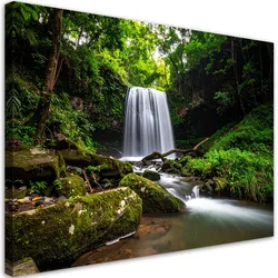 LEINWANDBILD Landschaft Wasserfall Bäume Natur 120x80cm