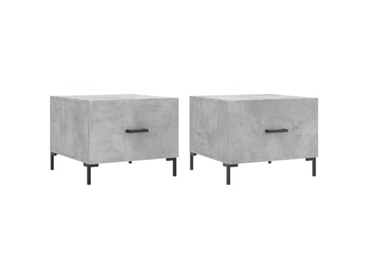 LASWWQMRF Couchtisch 2er Set Betongrau 50x50x40 cm Beistelltisch Stilvolles 2er-Set Sofatische mit Schublade in Betongrau. Robuster Holzwerkstoff für Wohnzimmer und Schlafzimmer.
