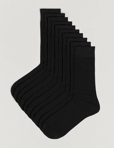 Care with Carl 10-Pack Solid Cotton Socks Black
