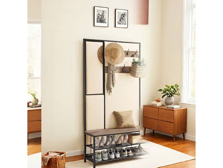 Garde-robe compacte Holchi 98 x 180 x 35cm Beige/Noir