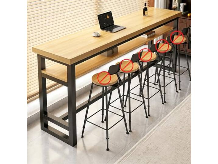 Bartisch Massivholz Schmaler Stehtisch mit Metallgestell für Küche Café Massivholzplatte mit stabilem Metallgestell, schmaler Bartisch für Küche, Café und Wohnzimmer, platzsparendes Design