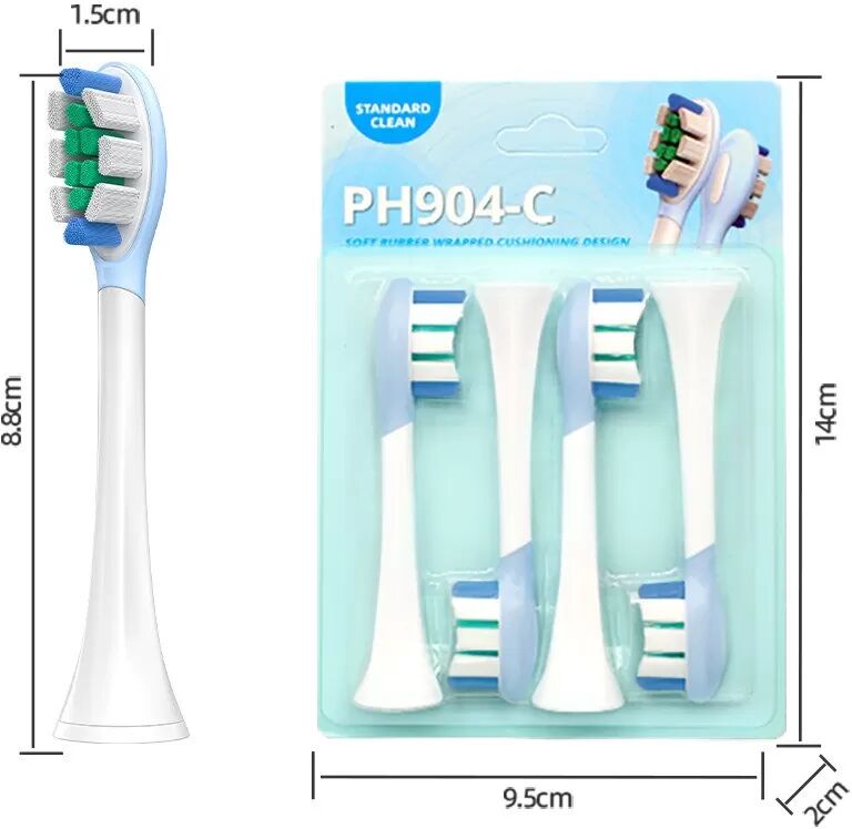 INF Schallzahnbürsten-Ersatzköpfe (8 Stk.) kompatibel mit Philips HX369 Blau