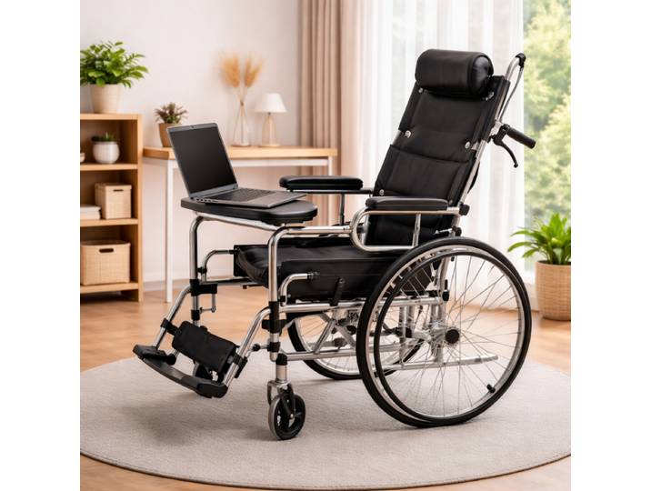 Table de fauteuil roulant relevable et pivotante, bureau ergonomique pour ordinateur, table à manger à distance réglable, support universel pliable pour ordinateur portable