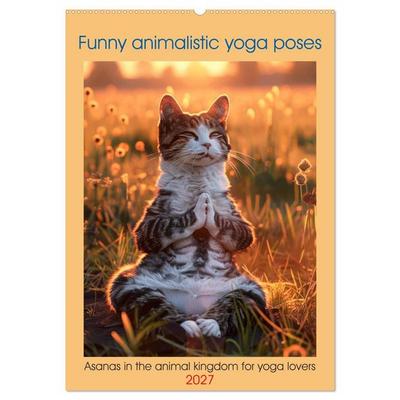 Funny animalistic yoga poses (Wall Calendar 2027 DIN A2 portrait), CALVENDO 12 Month Wall Calendar