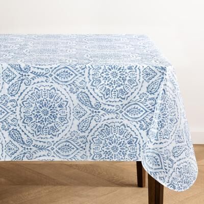 Threadmade Savannah Boho Paisley Printed Vinyl Indoor/Outdoor Tablecloth