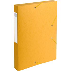 Exacompta Heftbox Cartobox, 14006H, aus Colorspan-Karton, A4, 4 cm Füllhöhe, gelb, Verschluss seitlich mit Gummizug