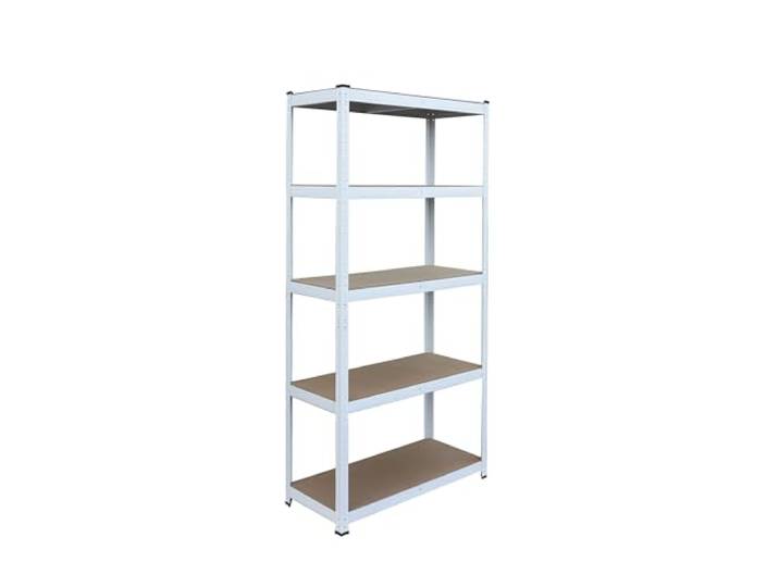 Relaxdays Étagère Charges Lourdes\, HxLxP 150×75×35 cm\, 875 kg\, 5 Niveaux\, Cave/Garage\, emboîtable\, Blanc/Marron