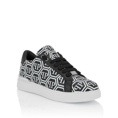 Sneaker PHILIPP PLEIN "Monogram", Herren, Gr. 46, Normalschaft, schwarz-weiß (02, schwarz), Schuhe Sneaker