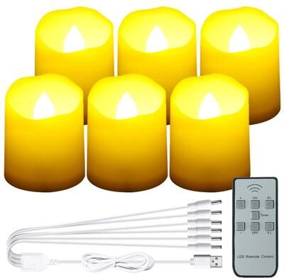 Uplift Treasures 6 Piece Rechargeable LED Flameless Tea Lights With Remote And Timer 6pcs With Rc