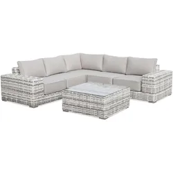 GARTENSET Solaris aus Technorattan, mit Ecksofa und Kaffeetisch, Hellgrau