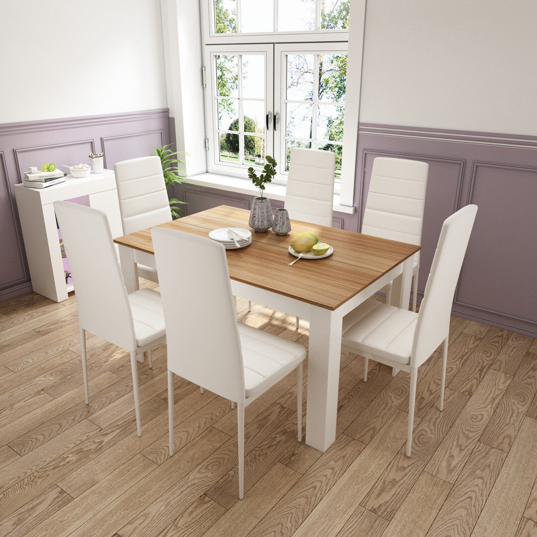 Ebern Designs Elfredia 6 Person 73Cm Height Wood Dining Set White/Brown Wood 6