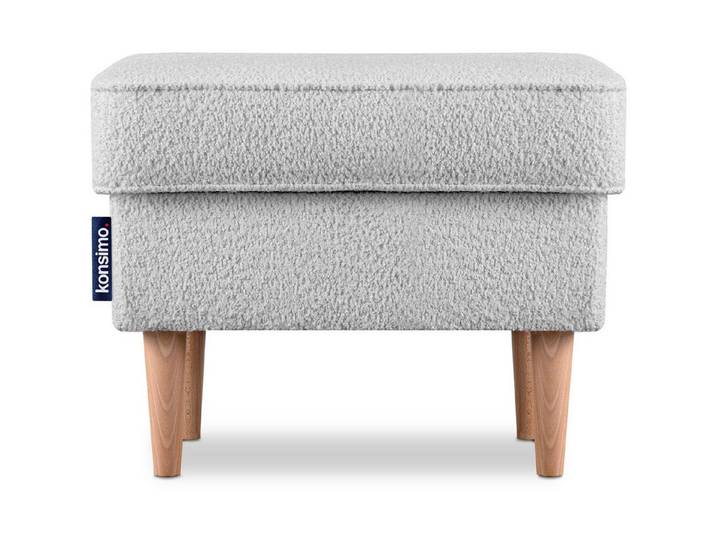 KONSIMO® Sitzhocker STRALIS Polstersitz Pouffe, Bouclé-Stoff, zeitloses Design, hohe Füße