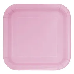 14 eckige Teller rosa