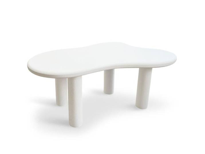 MENZZO Table à manger forme nuage asymétrique L180cm VALDO Blanc minéral texturé