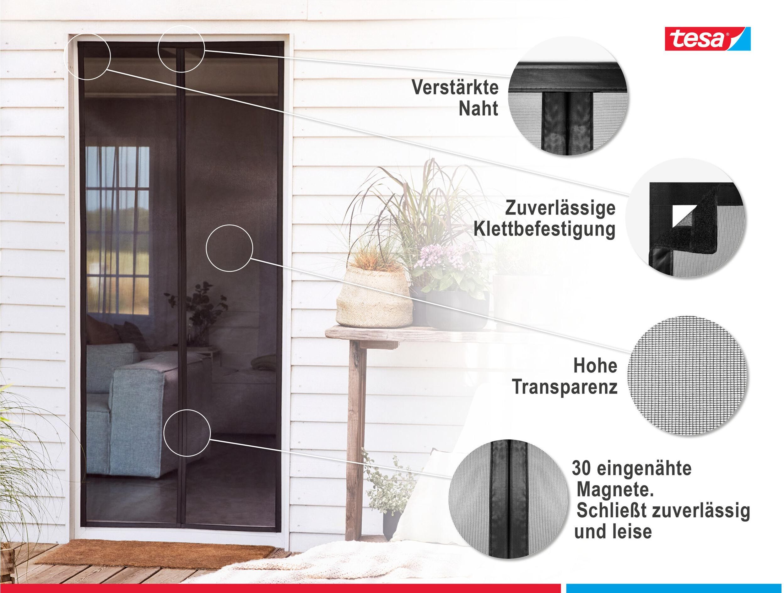 Insektenschutz-Vorhang TESA "Insektenschutz Magnetvorhang", schwarz (rahmen: schwarz gewebe: schwarz), B:100cm H:220cm, Insektenschutzgitter, Insektenschutz-Vorhang rahmen: schwarz  gewebe: schwarz B/H: 100cm x 220cm