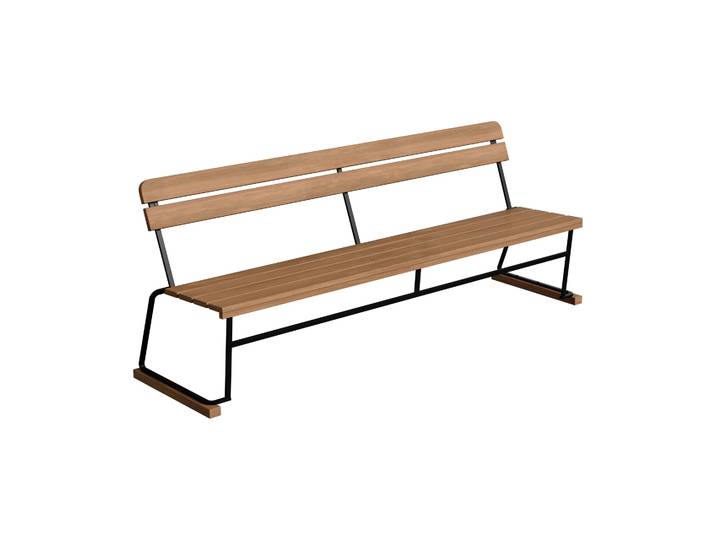Grythyttan Stålmöbler Sofa 5 Teak-schwarzes Stahlgestell