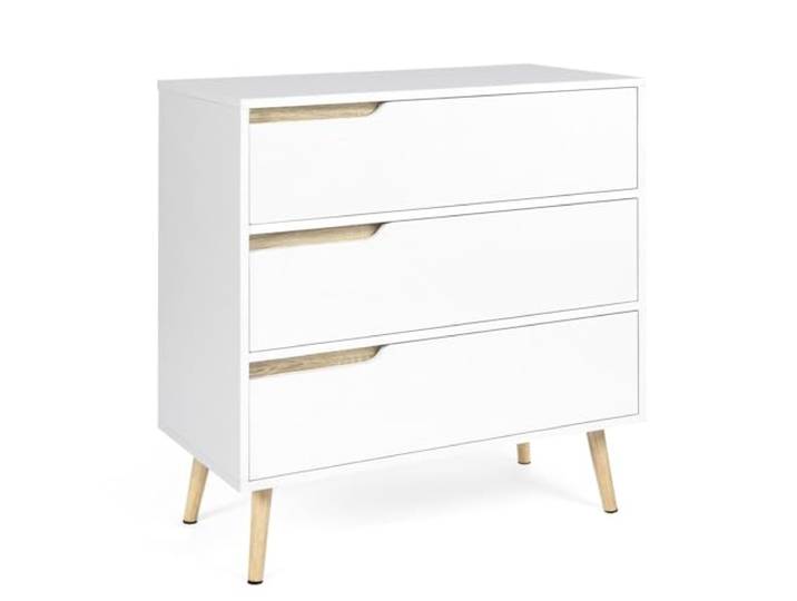 IDMarket - Kommode mit 3 Schubladen Helsinki 80 cm skandinavisch weiß