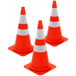 ECD Germany Pylonen groß 75 cm Verkehrshütchen Orange Verkehrskegel Leitkegel Reflexstreifen Warnkegel Verkehrsleitkegel Absperrkegel Absperrhütchen