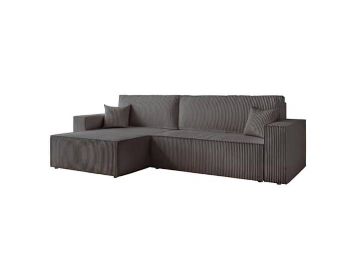 Ecksofa XL mit Schlaffunktion und Bettkasten 276 x 145 cm 276 x 145 x 79 cm, Kiefernholz und MDF, Hoher Sitzkomfort, Flexible Ottomane, Wohnen und Schlafen, Integrierter Bettkasten