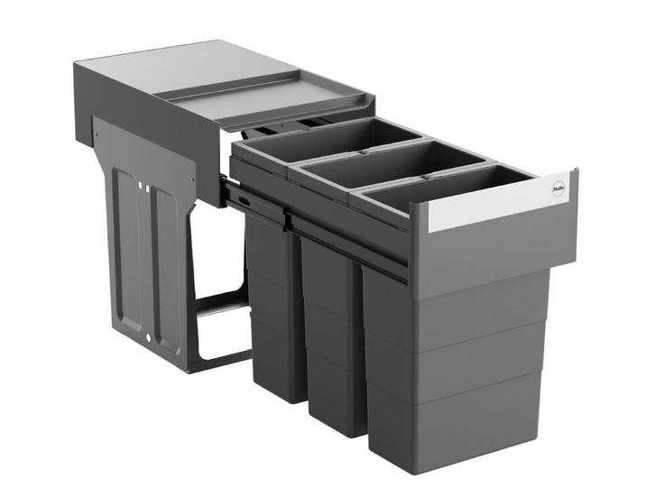 Hailo Einbaumülleimer Hailo Tandem Küchen-Mülleimer 3x 8L Vollauszug 40–90cm Schrankbreite, siehe Beschreibung
