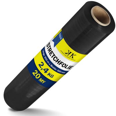 KK Verpackungen Stretchfolie 20my 50cm x 300 m schwarz 2 Rollen
