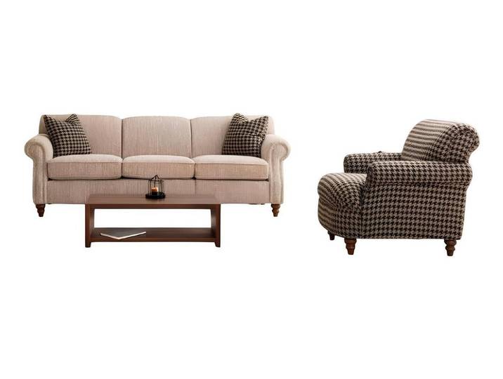 JVmoebel Polstergarnitur Wohnzimmer-Set: Sessel und 3-Sitzer für Komfort und Eleganz, (2-tlg), Made in Europa