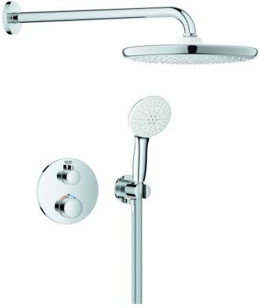 Grohe Grohtherm Duschsystem 1039960000 rund 2 Absperrventile, Mono chrom, Unterputz