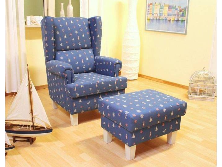 Ohrensessel Sylt mit Federkern im Landhausstil – Montierte Lieferung – 3%-Vorkasse-Rabatt
